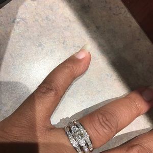 3-Ring Wedding set in 14K white gold